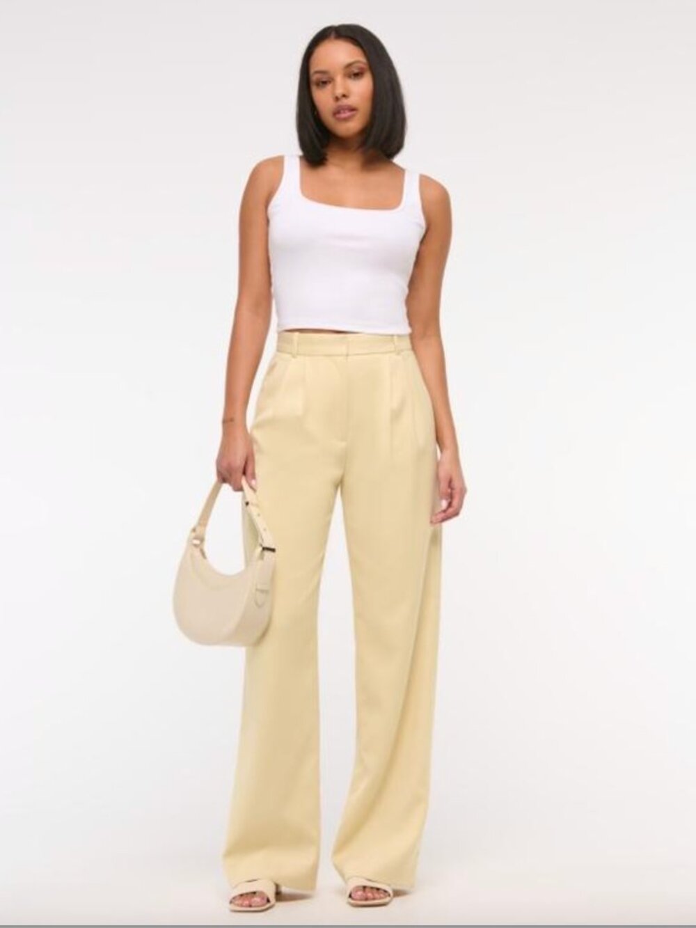 Abercrombie & Fitch Sloane Wide Leg Pants Pastel Butter Yellow Size 29 / 8